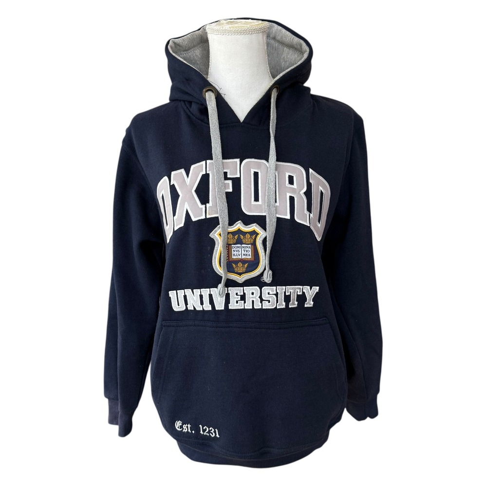 Oxford University Hoodie Navy Blue Crest Logo Pullover Sweatshirt‎ Men's M